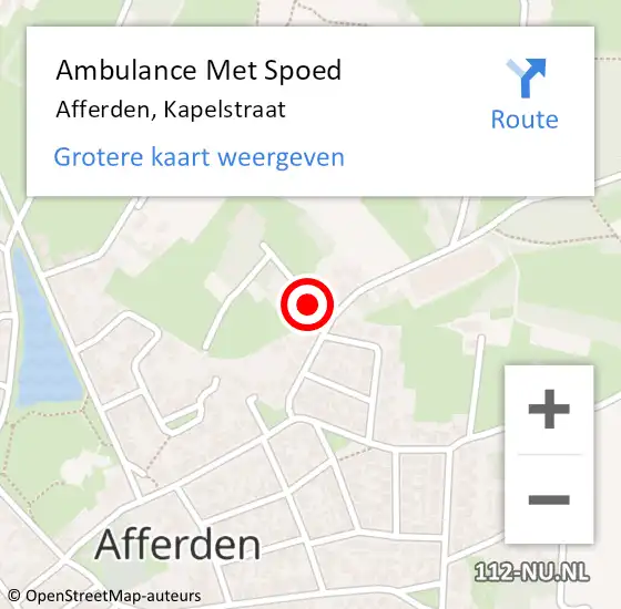 Locatie op kaart van de 112 melding: Ambulance Met Spoed Naar Afferden, Kapelstraat op 2 februari 2015 07:43
