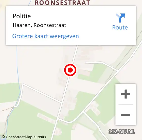 Locatie op kaart van de 112 melding: Politie Haaren, Roonsestraat op 2 februari 2015 07:50