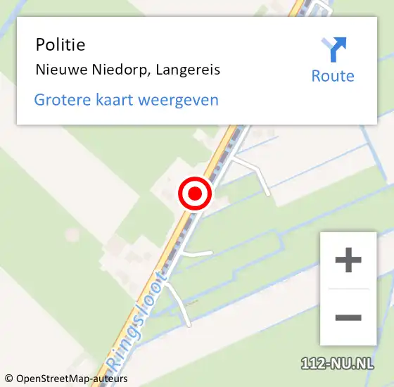 Locatie op kaart van de 112 melding: Politie Nieuwe Niedorp, Langereis op 2 februari 2015 07:54