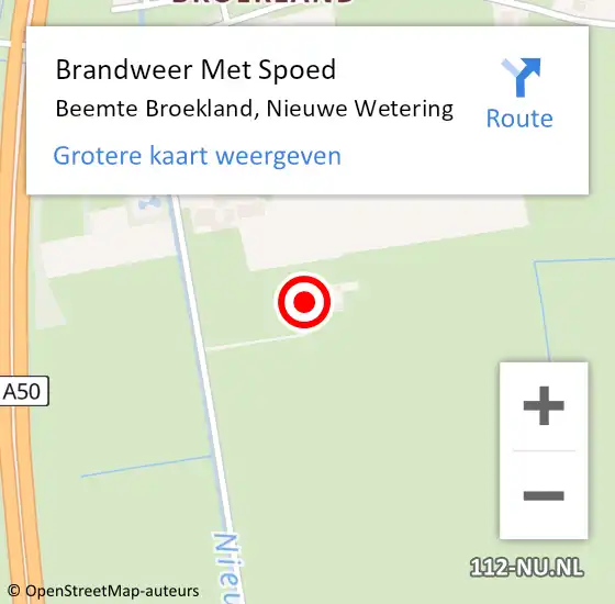 Locatie op kaart van de 112 melding: Brandweer Met Spoed Naar Beemte Broekland, Nieuwe Wetering op 28 oktober 2013 16:43