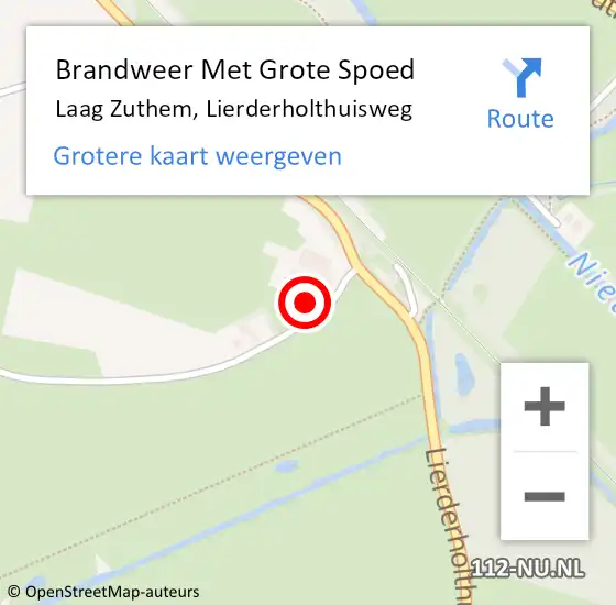 Locatie op kaart van de 112 melding: Brandweer Met Grote Spoed Naar Laag Zuthem, Lierderholthuisweg op 2 februari 2015 08:02