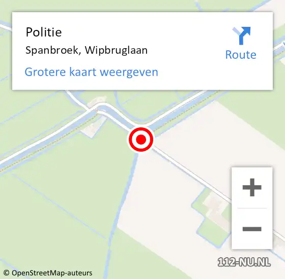 Locatie op kaart van de 112 melding: Politie Spanbroek, Wipbruglaan op 2 februari 2015 08:07