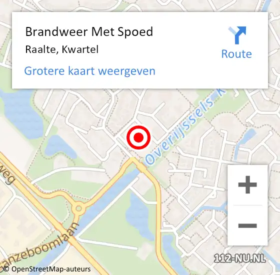 Locatie op kaart van de 112 melding: Brandweer Met Spoed Naar Raalte, Kwartel op 28 oktober 2013 16:44