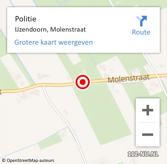 Locatie op kaart van de 112 melding: Politie IJzendoorn, Molenstraat op 2 februari 2015 08:14