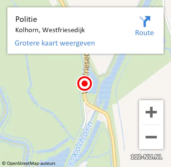 Locatie op kaart van de 112 melding: Politie Kolhorn, Westfriesedijk op 2 februari 2015 08:26