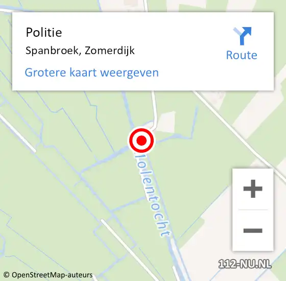 Locatie op kaart van de 112 melding: Politie Spanbroek, Zomerdijk op 2 februari 2015 08:26