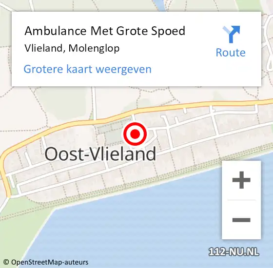 Locatie op kaart van de 112 melding: Ambulance Met Grote Spoed Naar Vlieland, Molenglop op 28 oktober 2013 16:47