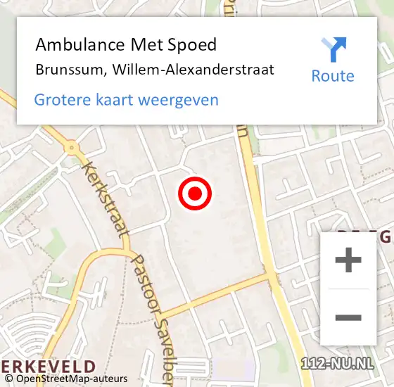 Locatie op kaart van de 112 melding: Ambulance Met Spoed Naar Brunssum, Willem-Alexanderstraat op 2 februari 2015 08:47