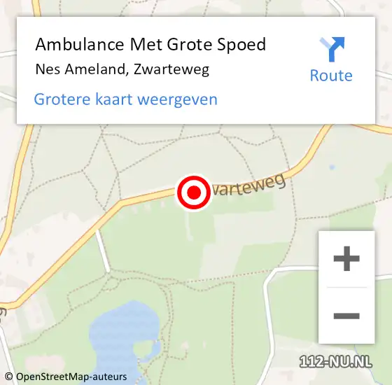 Locatie op kaart van de 112 melding: Ambulance Met Grote Spoed Naar Nes Ameland, Zwarteweg op 2 februari 2015 08:53