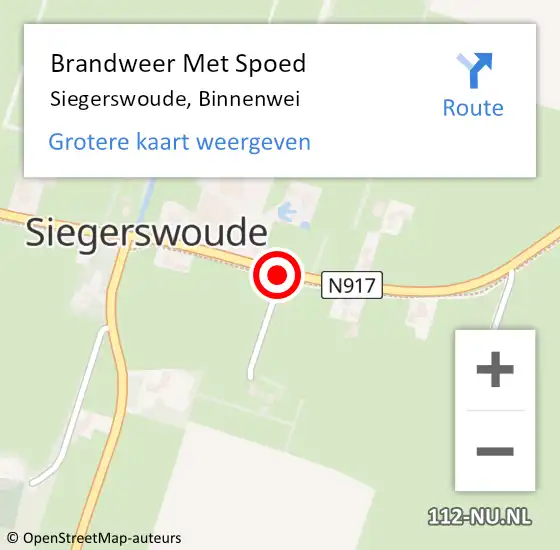 Locatie op kaart van de 112 melding: Brandweer Met Spoed Naar Siegerswoude, Binnenwei op 28 oktober 2013 16:48