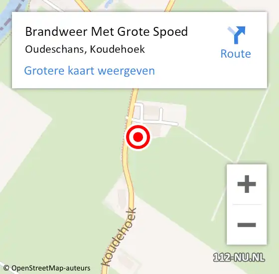 Locatie op kaart van de 112 melding: Brandweer Met Grote Spoed Naar Oudeschans, Koudehoek op 2 februari 2015 09:06