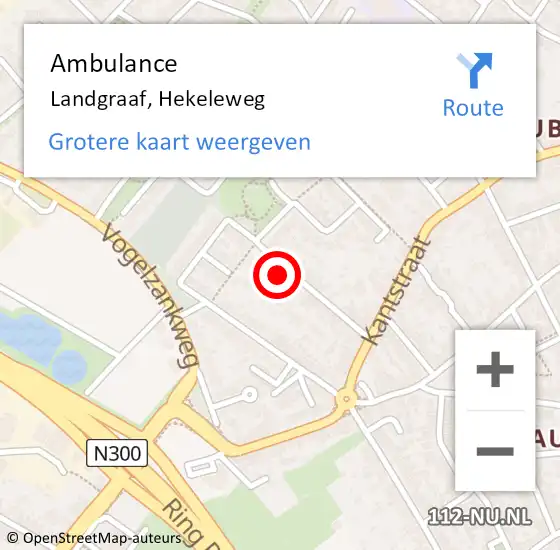 Locatie op kaart van de 112 melding: Ambulance Landgraaf, Hekeleweg op 2 februari 2015 09:09