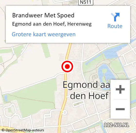 Locatie op kaart van de 112 melding: Brandweer Met Spoed Naar Egmond aan den Hoef, Herenweg op 28 oktober 2013 16:56