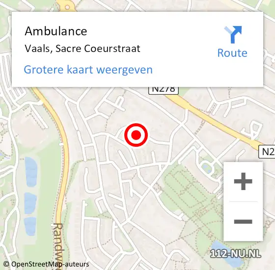 Locatie op kaart van de 112 melding: Ambulance Vaals, Sacre Coeurstraat op 2 februari 2015 10:39