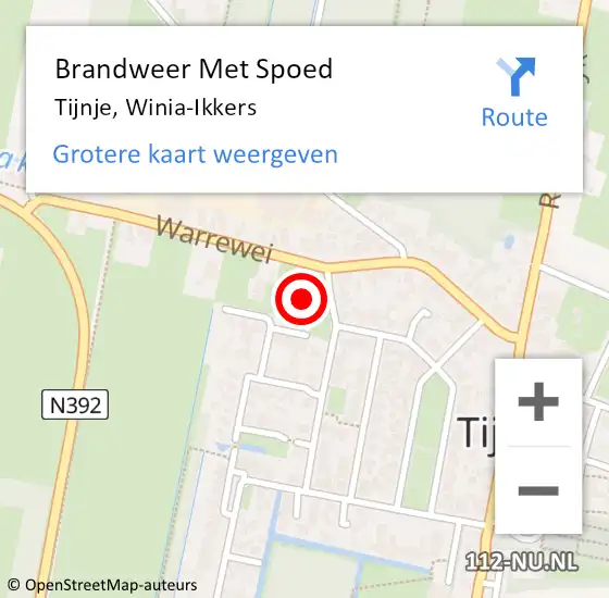 Locatie op kaart van de 112 melding: Brandweer Met Spoed Naar Tijnje, Winia-Ikkers op 28 oktober 2013 16:58