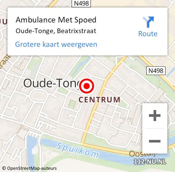 Locatie op kaart van de 112 melding: Ambulance Met Spoed Naar Oude-Tonge, Beatrixstraat op 2 februari 2015 10:57