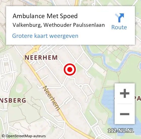 Locatie op kaart van de 112 melding: Ambulance Met Spoed Naar Valkenburg, Wethouder Paulssenlaan op 2 februari 2015 11:10