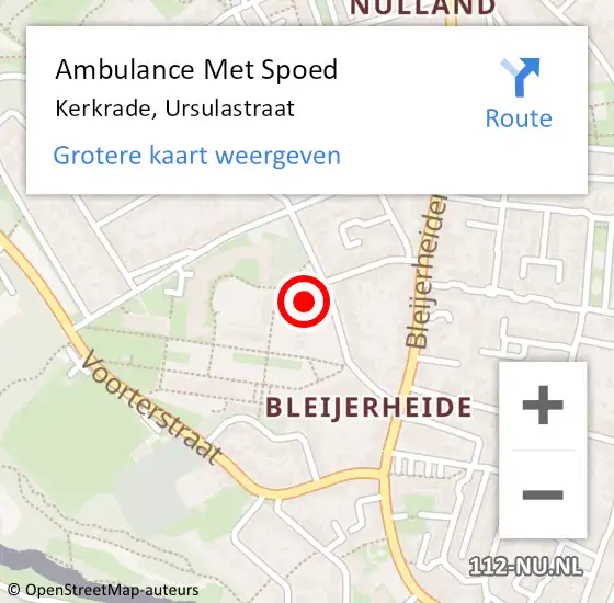 Locatie op kaart van de 112 melding: Ambulance Met Spoed Naar Kerkrade, Ursulastraat op 2 februari 2015 11:16