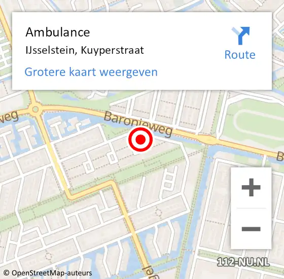 Locatie op kaart van de 112 melding: Ambulance IJsselstein, Kuyperstraat op 2 februari 2015 11:29