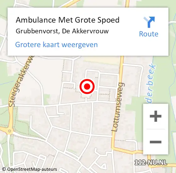 Locatie op kaart van de 112 melding: Ambulance Met Grote Spoed Naar Grubbenvorst, De Akkervrouw op 2 februari 2015 11:29