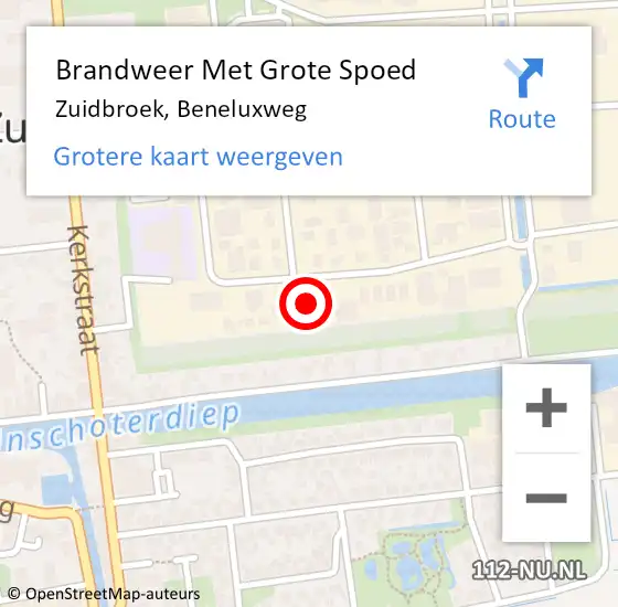 Locatie op kaart van de 112 melding: Brandweer Met Grote Spoed Naar Zuidbroek, Beneluxweg op 2 februari 2015 11:37