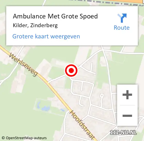 Locatie op kaart van de 112 melding: Ambulance Met Grote Spoed Naar Kilder, Zinderberg op 2 februari 2015 11:45