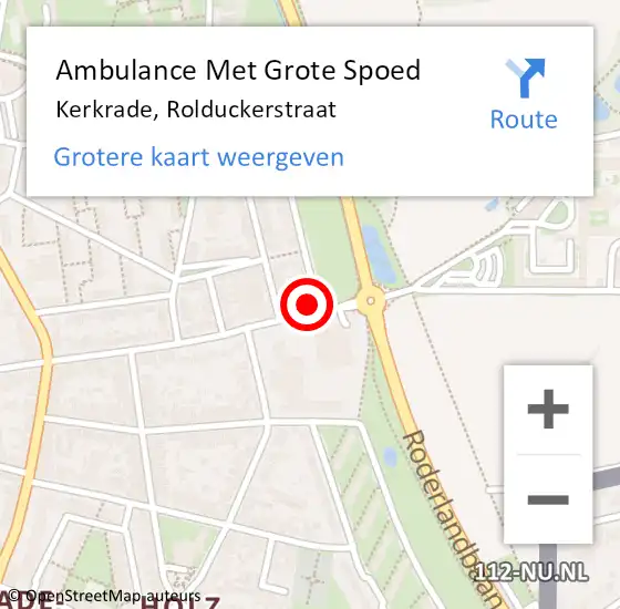 Locatie op kaart van de 112 melding: Ambulance Met Grote Spoed Naar Kerkrade, Rolduckerstraat op 2 februari 2015 11:49