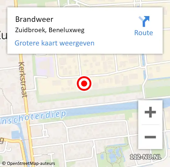 Locatie op kaart van de 112 melding: Brandweer Zuidbroek, Beneluxweg op 2 februari 2015 11:50