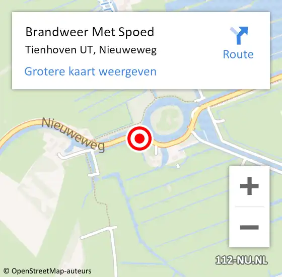 Locatie op kaart van de 112 melding: Brandweer Met Spoed Naar Tienhoven UT, Nieuweweg op 28 oktober 2013 17:05