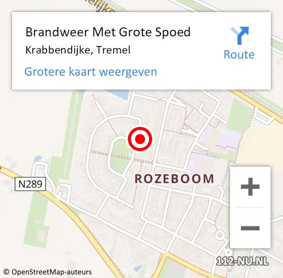 Locatie op kaart van de 112 melding: Brandweer Met Grote Spoed Naar Krabbendijke, Tremel op 2 februari 2015 12:20