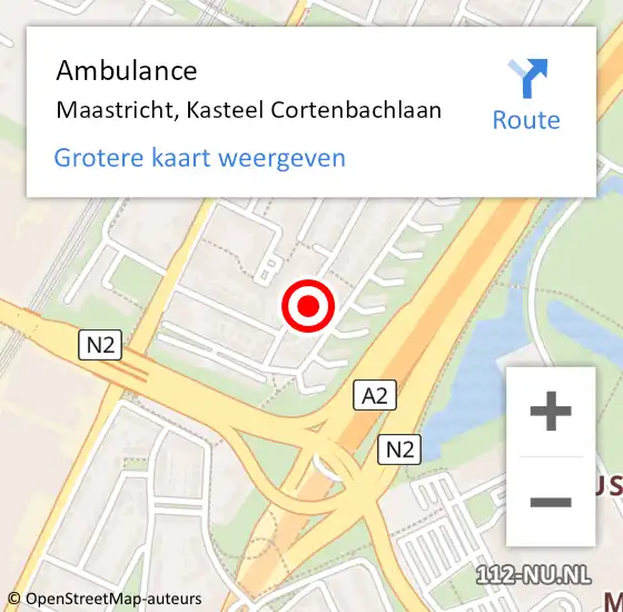 Locatie op kaart van de 112 melding: Ambulance Maastricht, Kasteel Cortenbachlaan op 2 februari 2015 12:22