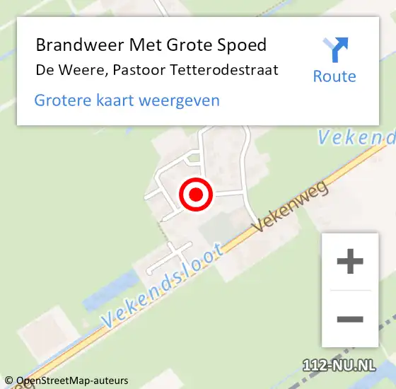 Locatie op kaart van de 112 melding: Brandweer Met Grote Spoed Naar De Weere, Pastoor Tetterodestraat op 2 februari 2015 12:34