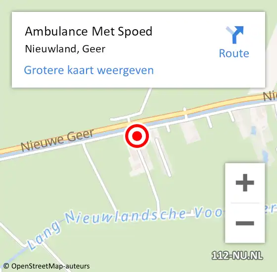 Locatie op kaart van de 112 melding: Ambulance Met Spoed Naar Nieuwland, Geer op 2 februari 2015 12:48