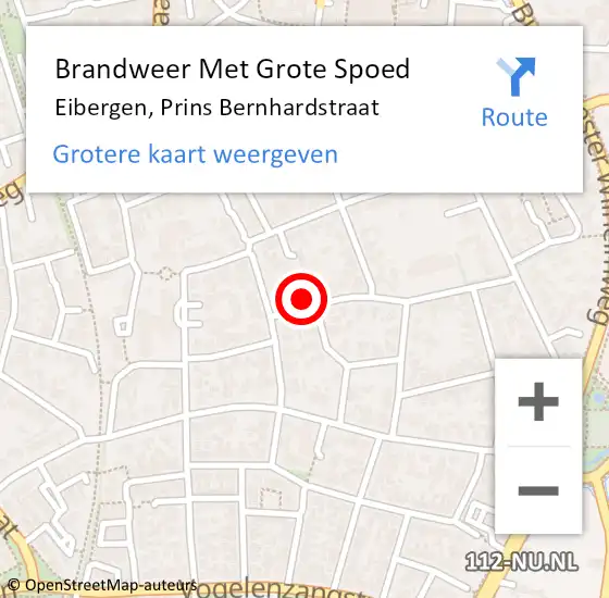 Locatie op kaart van de 112 melding: Brandweer Met Grote Spoed Naar Eibergen, Prins Bernhardstraat op 2 februari 2015 12:51