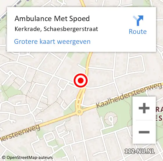 Locatie op kaart van de 112 melding: Ambulance Met Spoed Naar Kerkrade, Schaesbergerstraat op 2 februari 2015 13:29