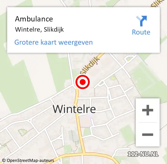 Locatie op kaart van de 112 melding: Ambulance Wintelre, Slikdijk op 2 februari 2015 13:34