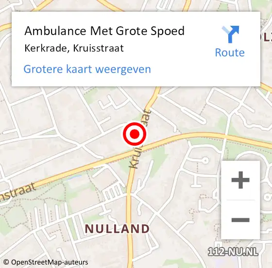 Locatie op kaart van de 112 melding: Ambulance Met Grote Spoed Naar Kerkrade, Kruisstraat op 2 februari 2015 13:58