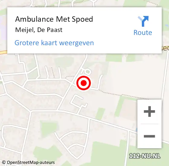 Locatie op kaart van de 112 melding: Ambulance Met Spoed Naar Meijel, De Paast op 2 februari 2015 14:14