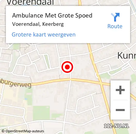 Locatie op kaart van de 112 melding: Ambulance Met Grote Spoed Naar Voerendaal, Keerberg op 2 februari 2015 14:26