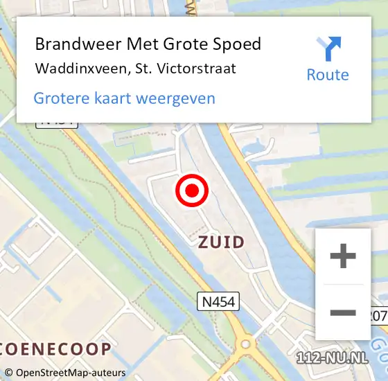 Locatie op kaart van de 112 melding: Brandweer Met Grote Spoed Naar Waddinxveen, St. Victorstraat op 2 februari 2015 14:34