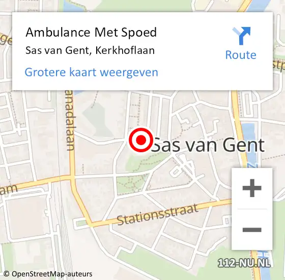 Locatie op kaart van de 112 melding: Ambulance Met Spoed Naar Sas van Gent, Kerkhoflaan op 2 februari 2015 14:56