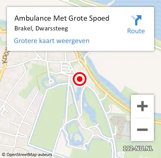 Locatie op kaart van de 112 melding: Ambulance Met Grote Spoed Naar Brakel, Dwarssteeg op 2 februari 2015 14:58