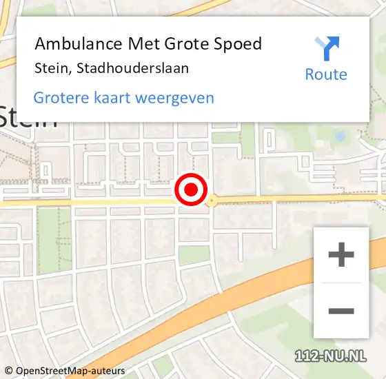 Locatie op kaart van de 112 melding: Ambulance Met Grote Spoed Naar Stein, Stadhouderslaan op 2 februari 2015 15:34