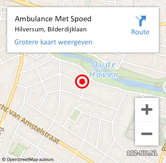 Locatie op kaart van de 112 melding: Ambulance Met Spoed Naar Hilversum, Bilderdijklaan op 2 februari 2015 15:53