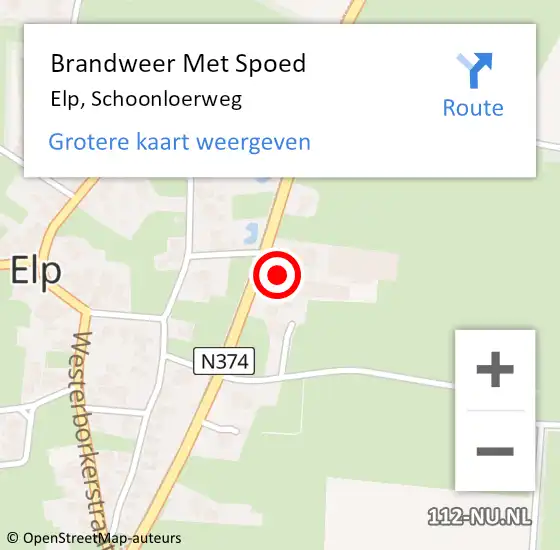 Locatie op kaart van de 112 melding: Brandweer Met Spoed Naar Elp, Schoonloerweg op 2 februari 2015 16:08