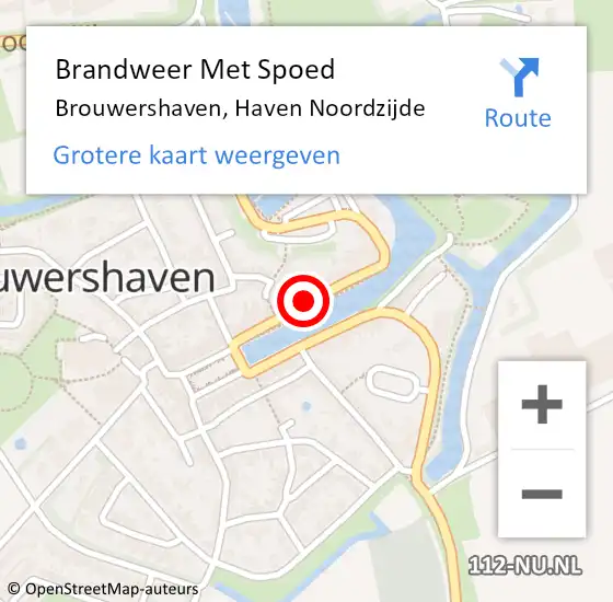 Locatie op kaart van de 112 melding: Brandweer Met Spoed Naar Brouwershaven, Haven Noordzijde op 2 februari 2015 16:09