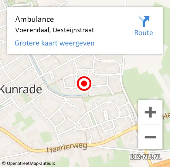 Locatie op kaart van de 112 melding: Ambulance Voerendaal, Desteijnstraat op 2 februari 2015 16:13