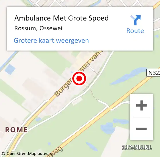 Locatie op kaart van de 112 melding: Ambulance Met Grote Spoed Naar Rossum, Ossewei op 2 februari 2015 16:48