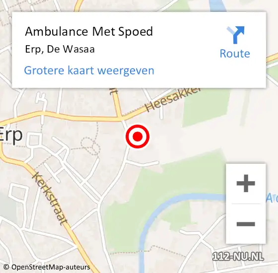 Locatie op kaart van de 112 melding: Ambulance Met Spoed Naar Erp, De Wasaa op 2 februari 2015 17:27