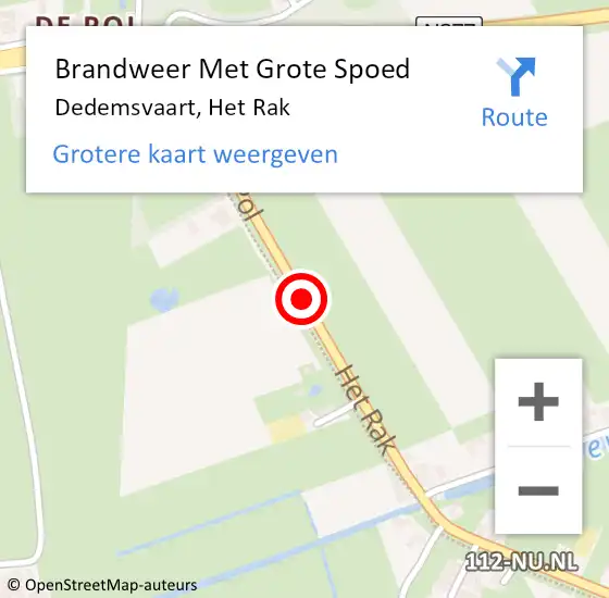 Locatie op kaart van de 112 melding: Brandweer Met Grote Spoed Naar Dedemsvaart, Het Rak op 2 februari 2015 17:32